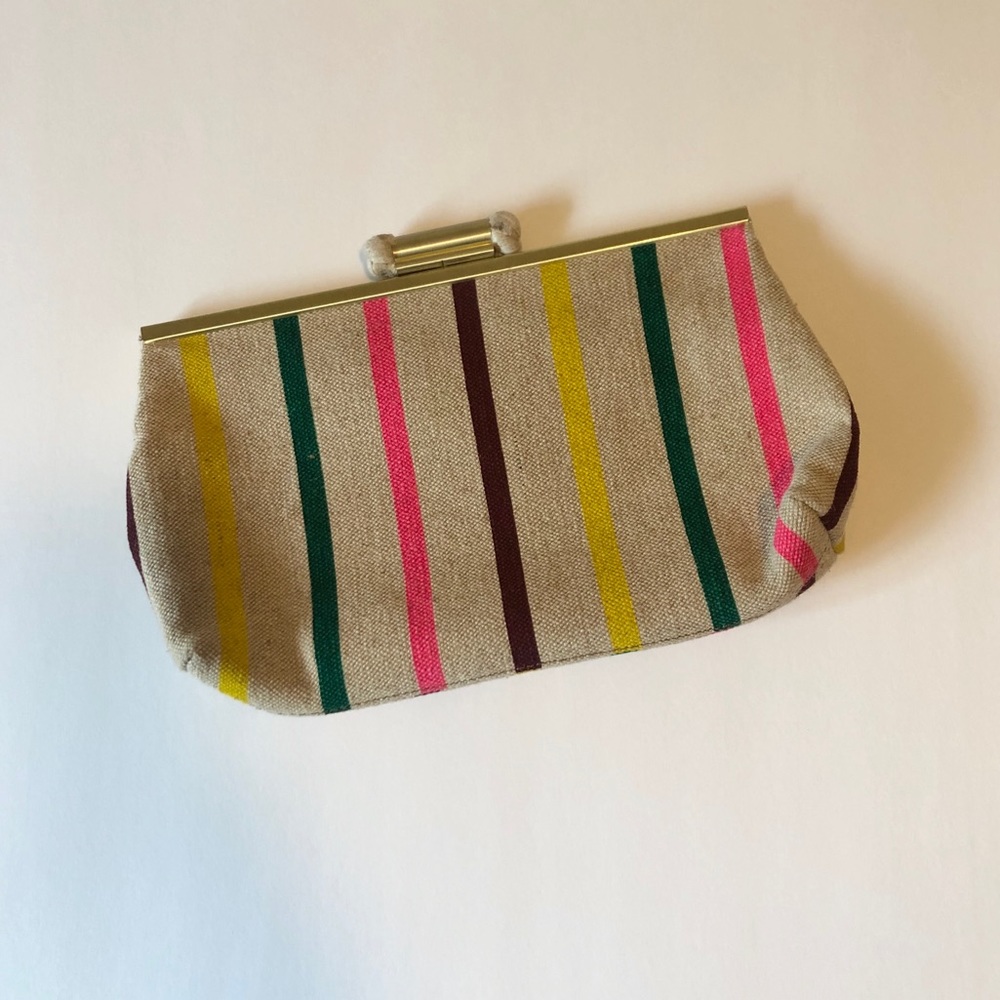 {sale} ⭐️J Crew Canvas Striped Clutch